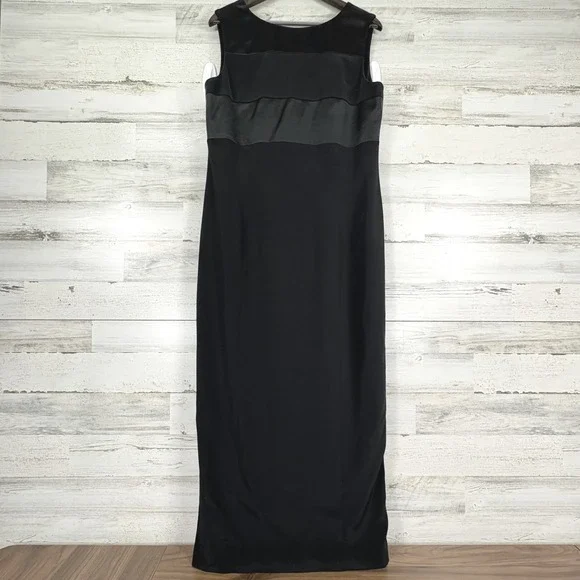 JONES NEW YORK EVENING Black Sleeveless Maxi Dress Sz 14 Satin Trim Gown Formal - Picture 1 of 12